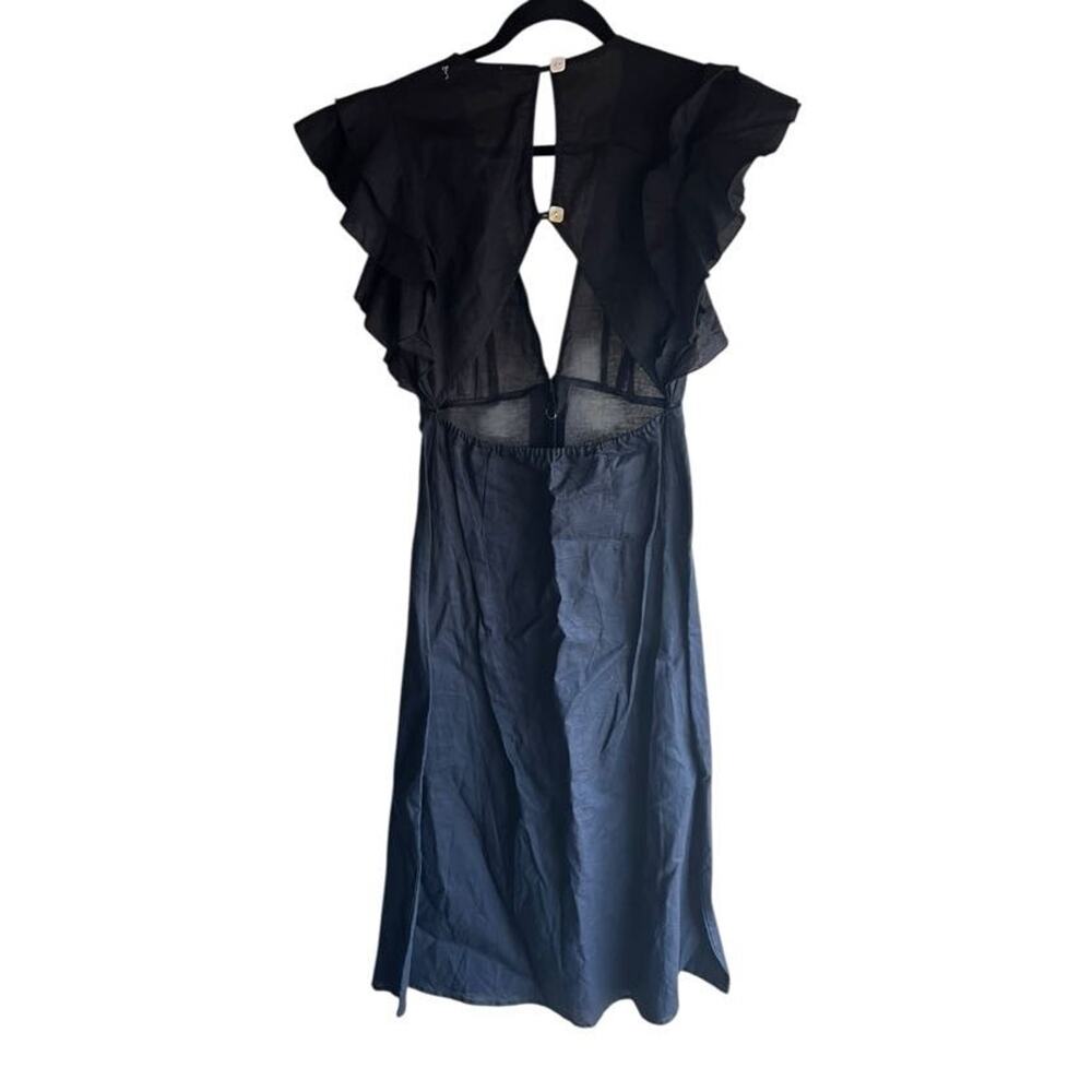 Anthropologie Charlie Holiday Ruffled Cover-Up Midi Dress Sz 6 Linen Resort - Picture 15 of 16